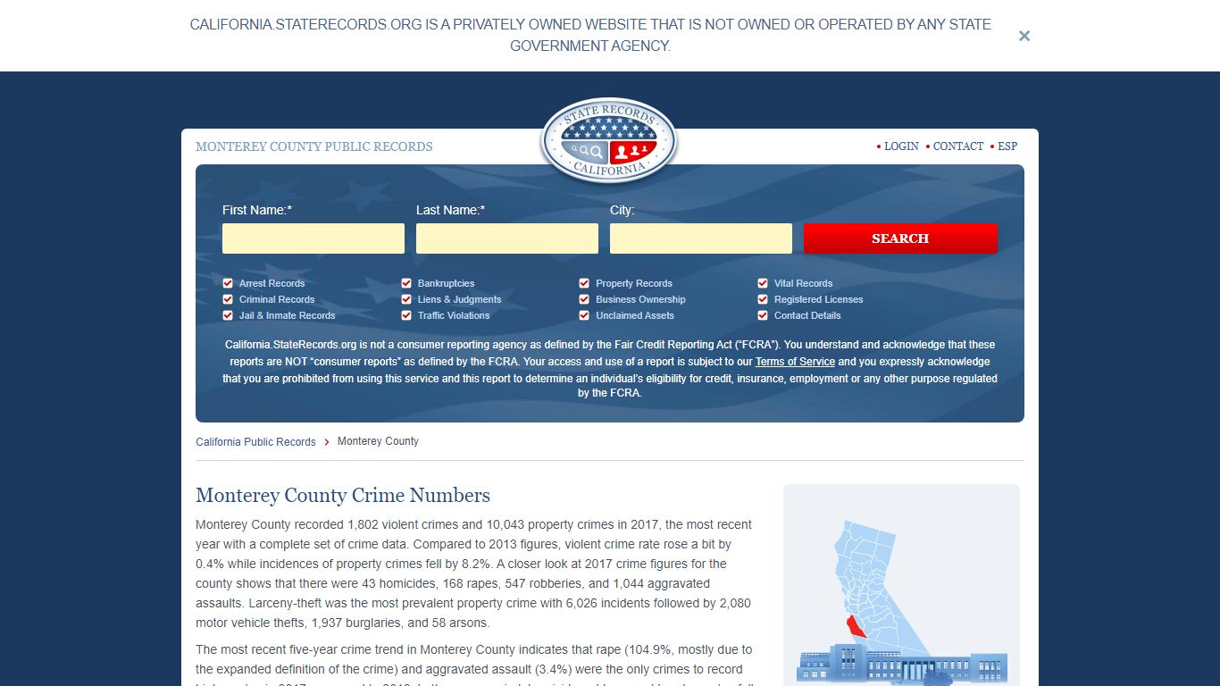 Monterey County Arrest, Court, and Public Records | StateRecords.org